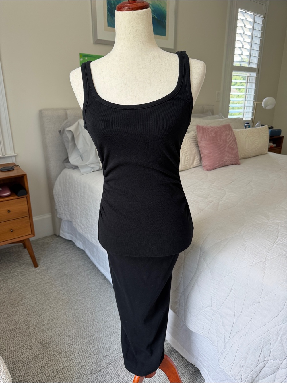 Zara Black Fitted Midi Dress with Tank Straps